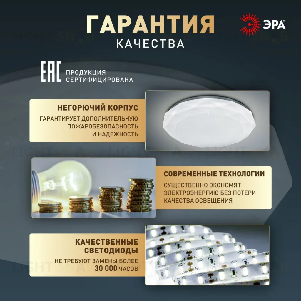 Потолочный светильник Эра Классик без ДУ SPB-6 WH 70W-5K Slim Sparkle Б0069791