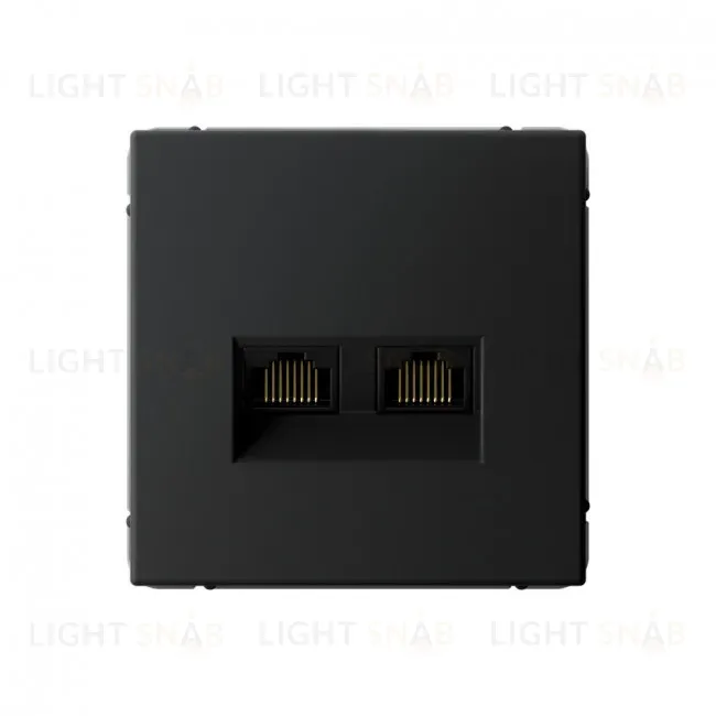 Розетка двойная компьютерная RJ45+RJ45, кат. 5е, механизм Systeme Electric ArtGallery Карбон GAL001085 GAL001085