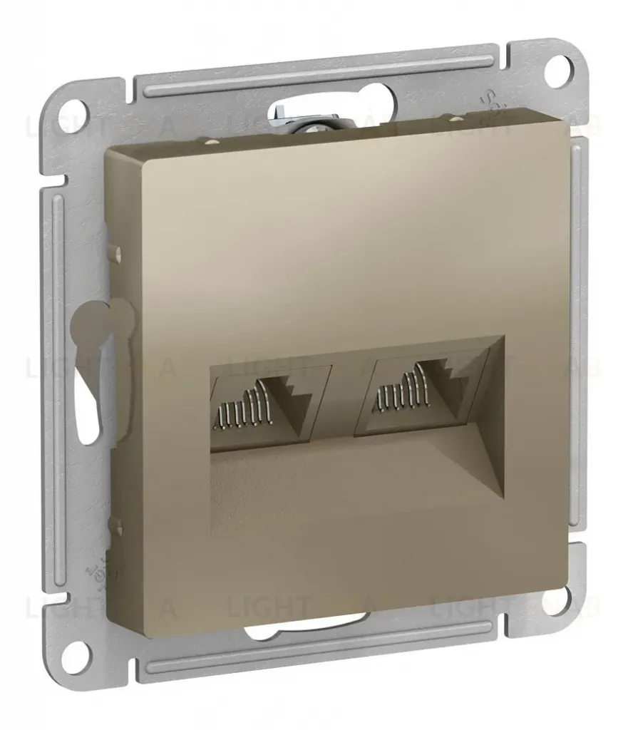 Розетка двойная компьютерная RJ45+RJ45, кат.5E, механизм Systeme Electric AtlasDesign Шампань ATN000585 ATN000585