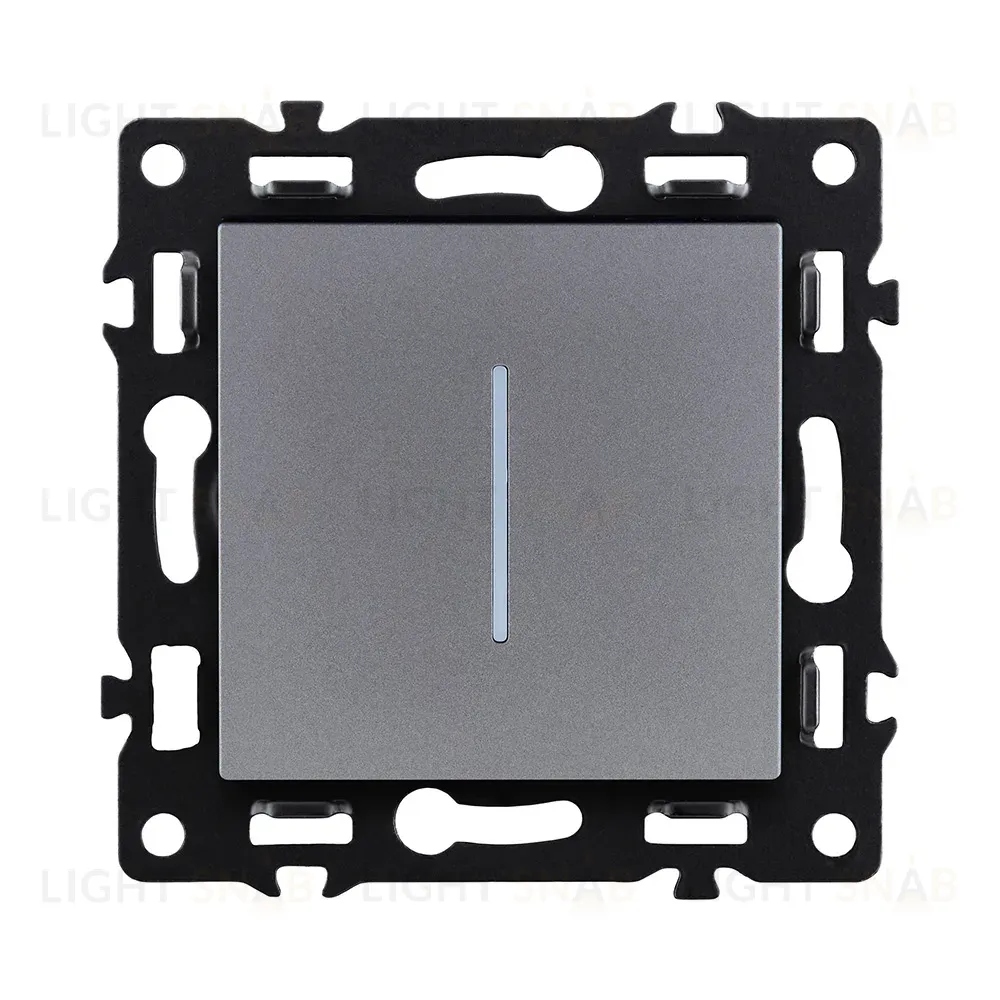 Выключатель 1-клавишный проходной 10А/250В с LED подсветкой, серый Kollinger Asthetik AS-008GY AS-008GY