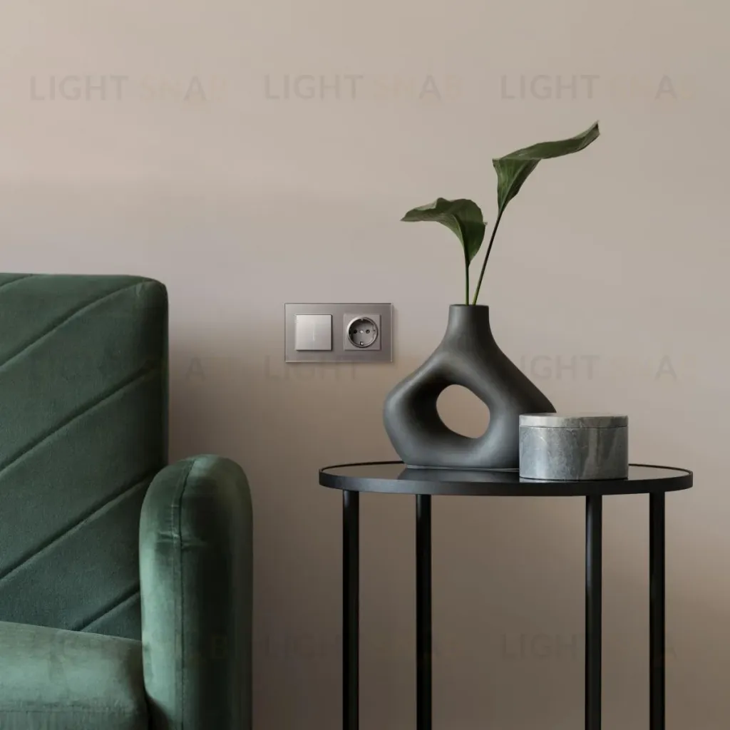 Выключатель 1-клавишный проходной 10А/250В с LED подсветкой, серый Kollinger Asthetik AS-008GY AS-008GY
