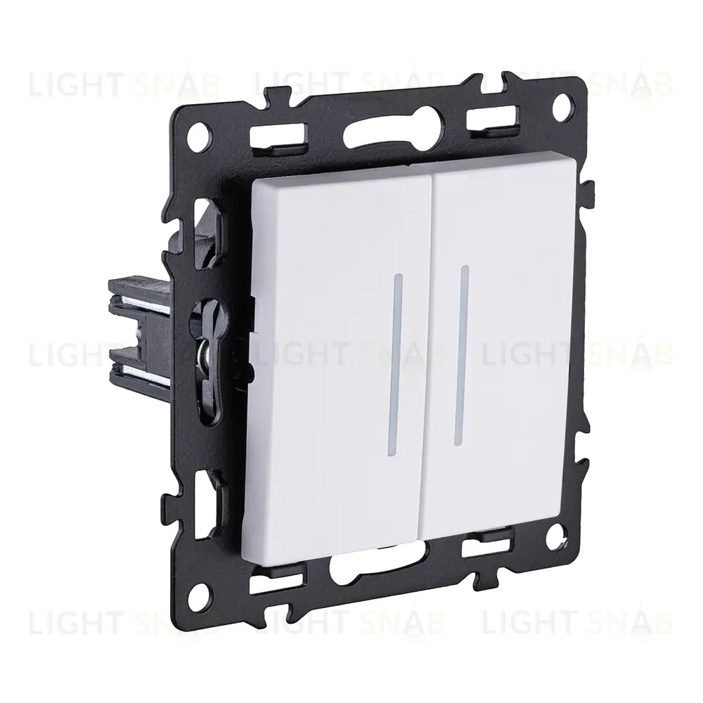 Выключатель 2-клавишный проходной 10А/250В с LED подсветкой, белый Kollinger Asthetik AS-011WH AS-011WH