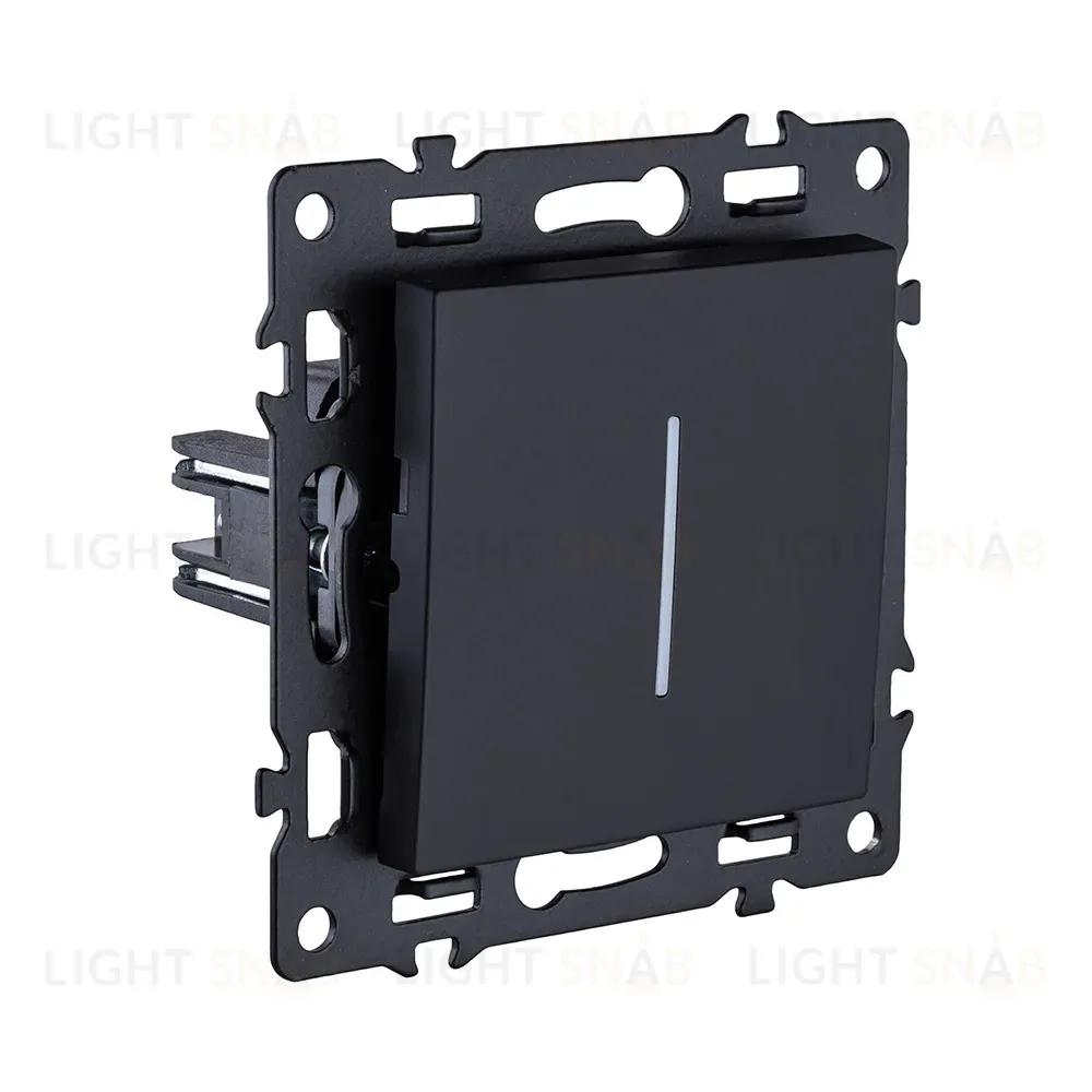 Выключатель кнопочный 1-клавишный 10А/250В с LED подсветкой, черный Kollinger Asthetik AS-012BK AS-012BK