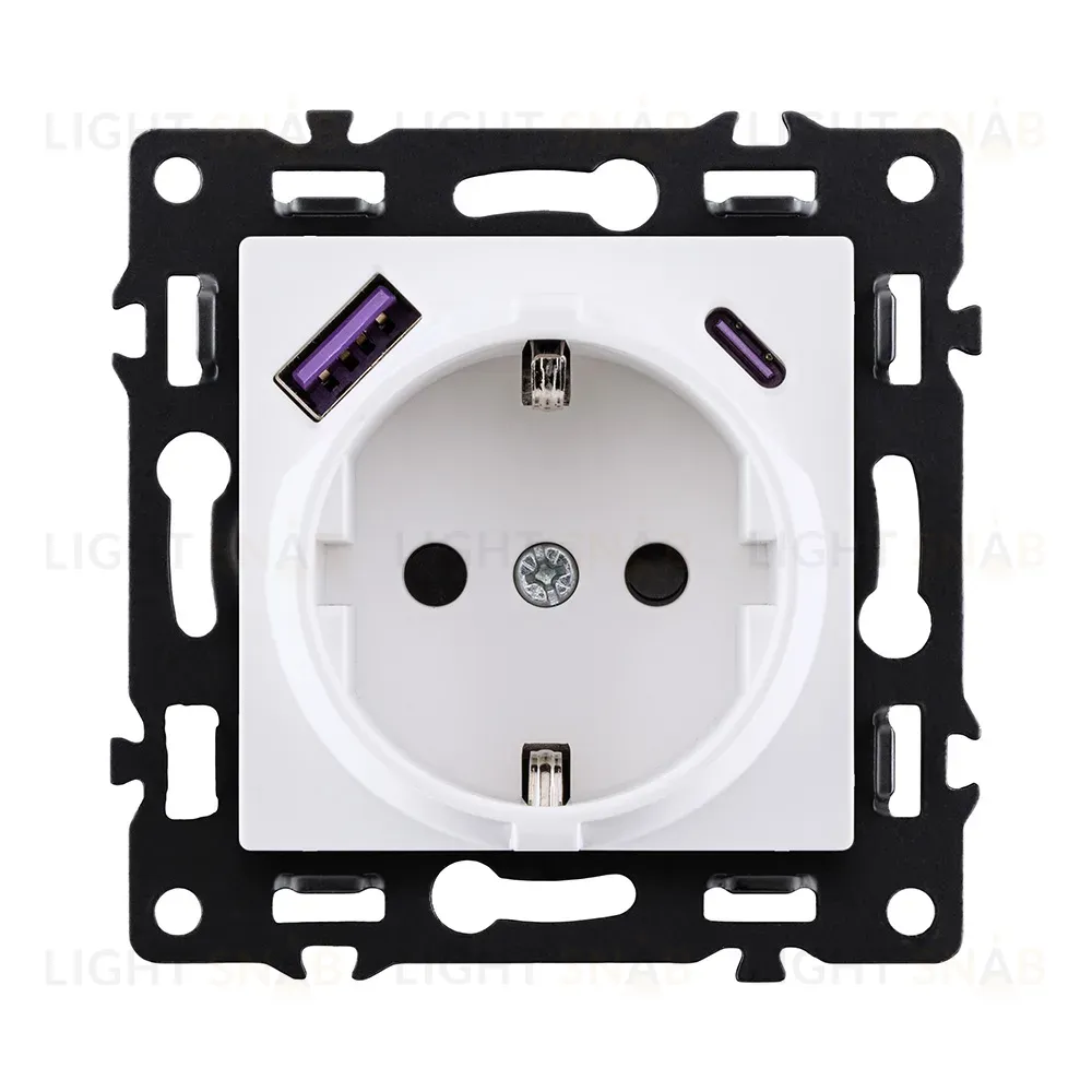 Розетка штепсельная SCHUKO 16A/250 В с USB A+C 20W, белый Kollinger Asthetik AS-016WH AS-016WH