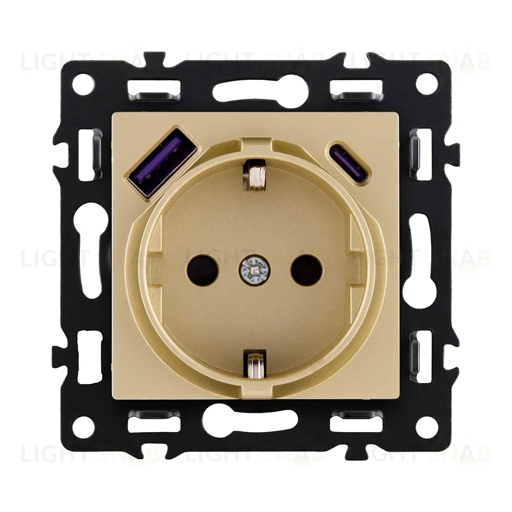 Розетка штепсельная SCHUKO 16A/250 В с USB A+C 20W, золотой Kollinger Asthetik AS-016GD AS-016GD
