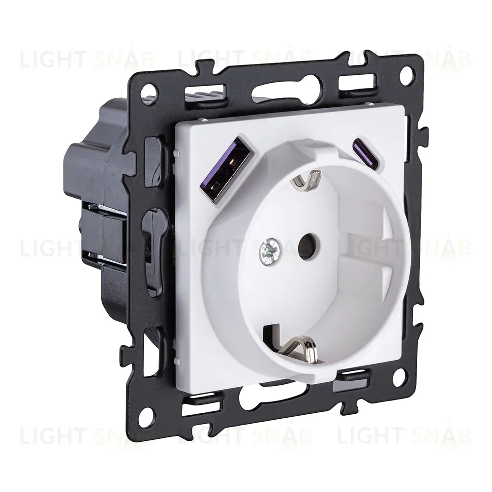 Розетка штепсельная SCHUKO 16A/250 В с USB A+C 20W, белый Kollinger Asthetik AS-016WH AS-016WH