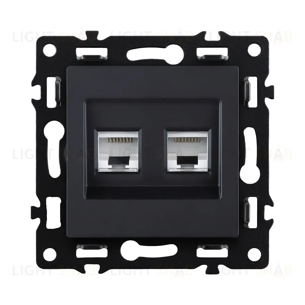 Розетка двойная Ethernet RJ45 Cat.6, черный Kollinger Asthetik AS-018BK AS-018BK
