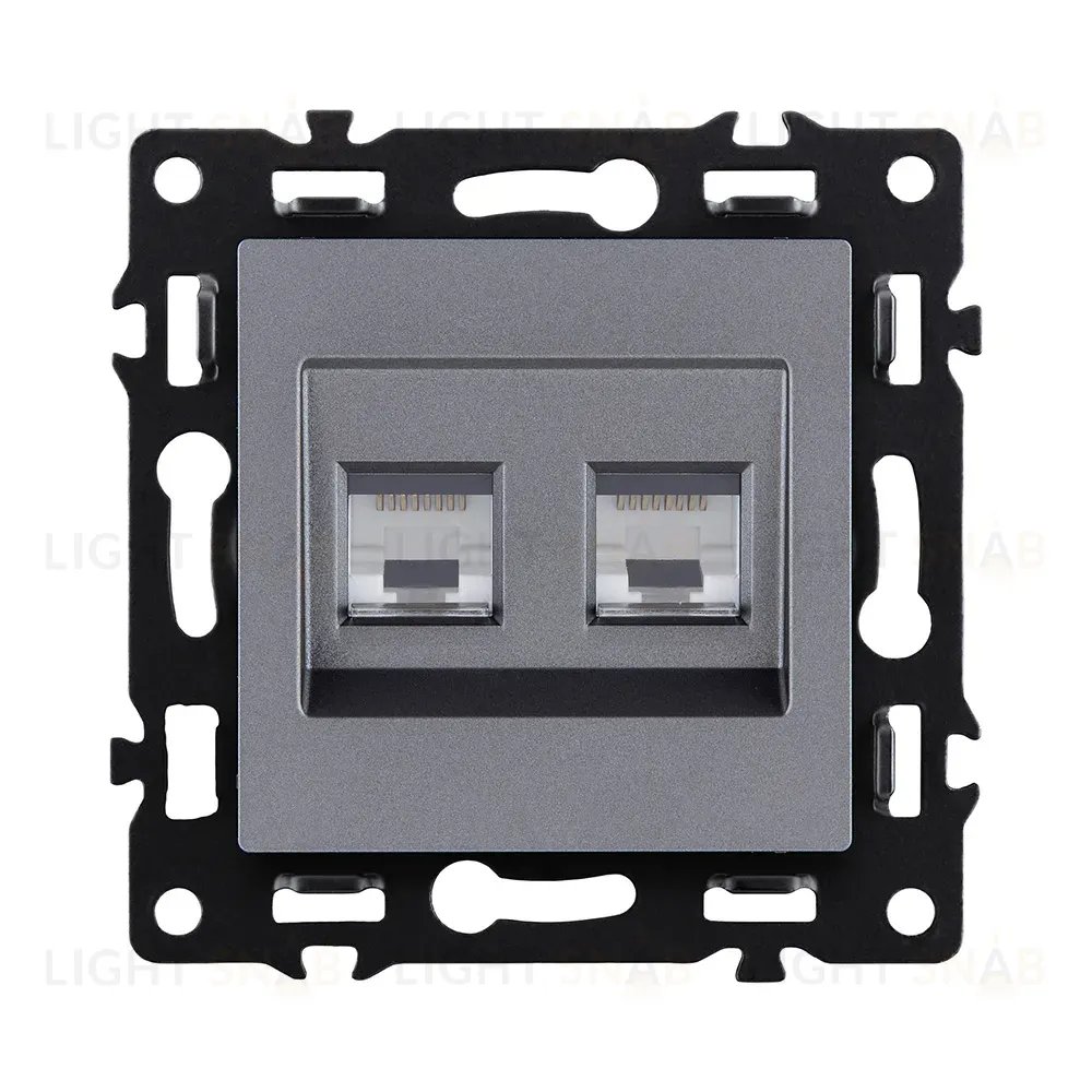 Розетка двойная Ethernet RJ45 Cat.6, серый Kollinger Asthetik AS-018GY AS-018GY