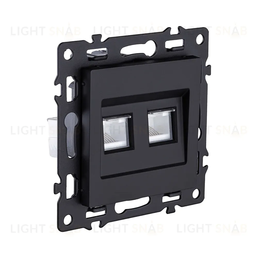 Розетка двойная Ethernet RJ45 Cat.6, черный Kollinger Asthetik AS-018BK AS-018BK