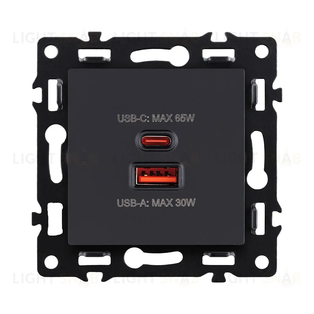 Розетка USB A+C 65W, черный Kollinger Asthetik AS-024BK AS-024BK