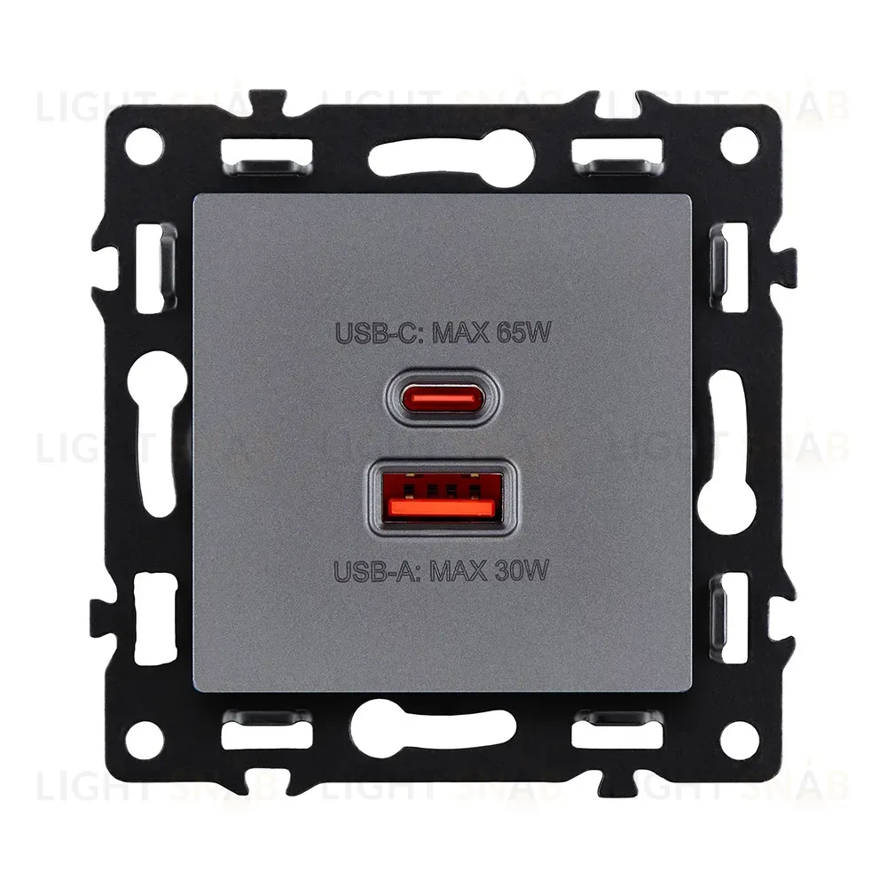 Розетка USB A+C 65W, серый Kollinger Asthetik AS-024GY AS-024GY