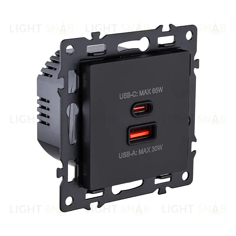 Розетка USB A+C 65W, черный Kollinger Asthetik AS-024BK AS-024BK