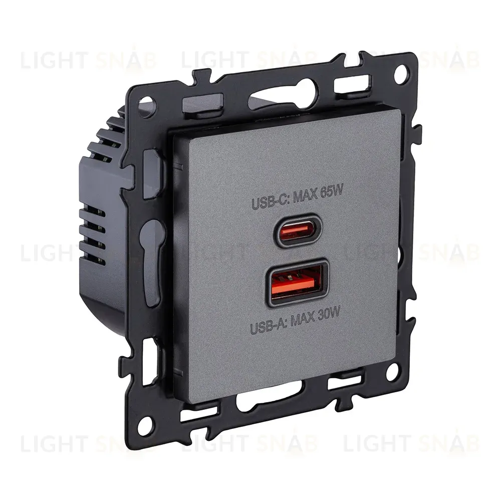 Розетка USB A+C 65W, серый Kollinger Asthetik AS-024GY AS-024GY