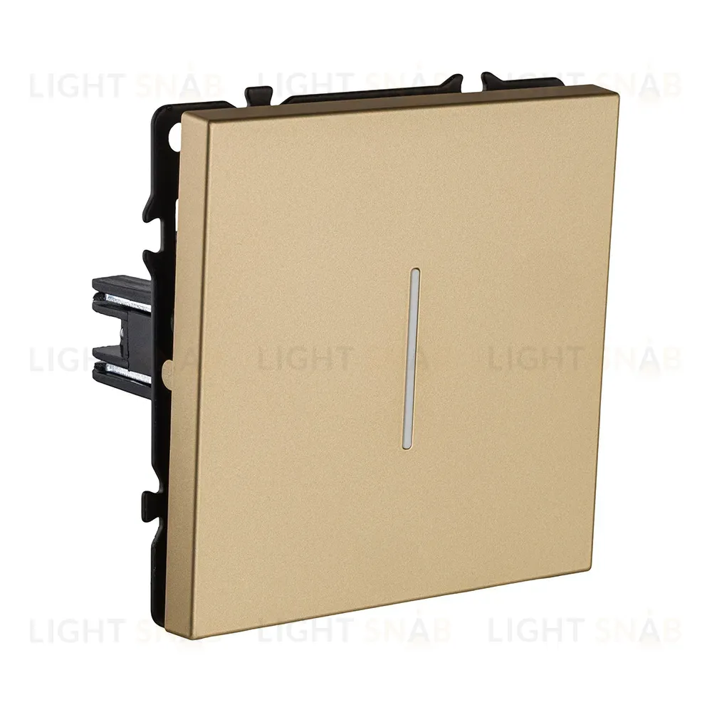 Выключатель 1-клавишный 10А/250В с LED подсветкой, золотой Kollinger Eclipse EC-007GD EC-007GD