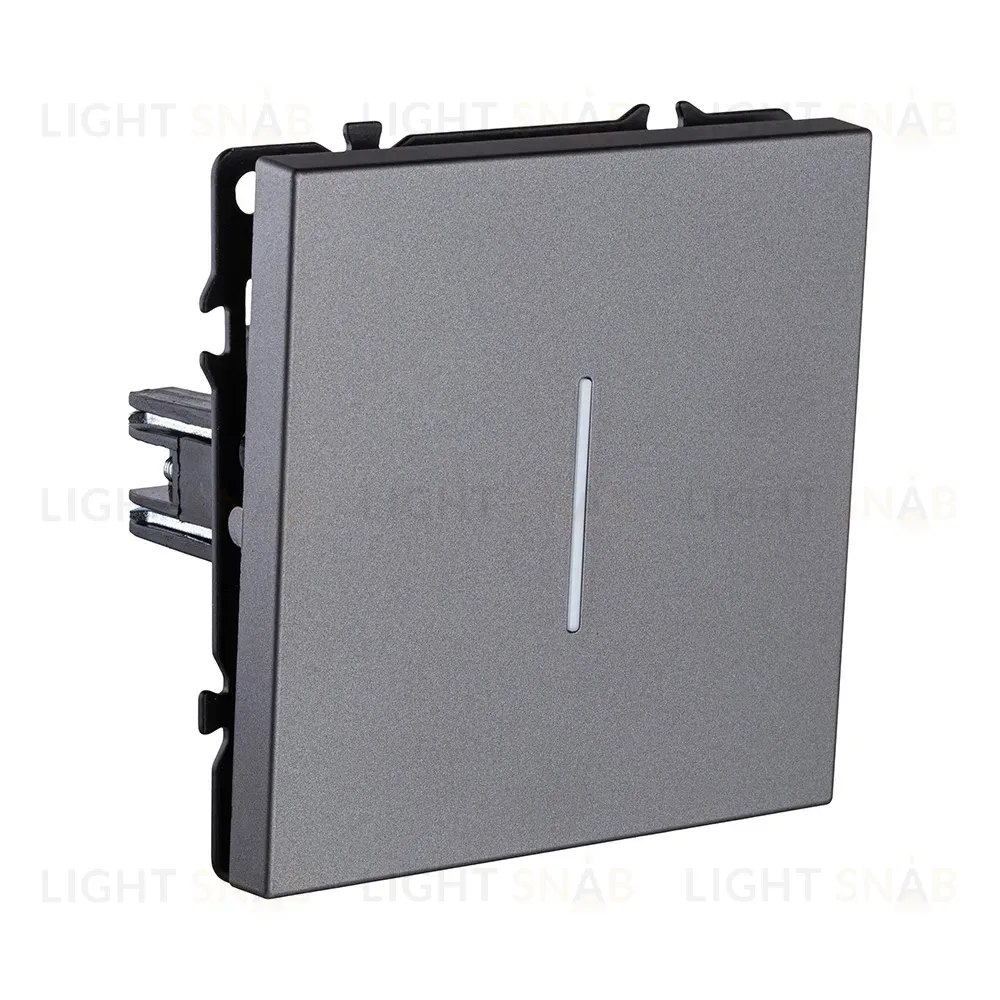 Выключатель 1-клавишный проходной 10А/250В с LED подсветкой, серый Kollinger Eclipse EC-008GY EC-008GY