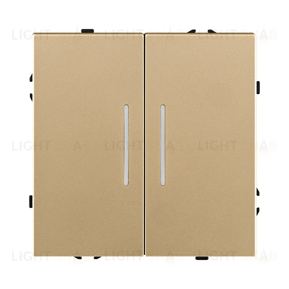 Выключатель 2-клавишный 10А/250В с LED подсветкой, золотой Kollinger Eclipse EC-010GD EC-010GD