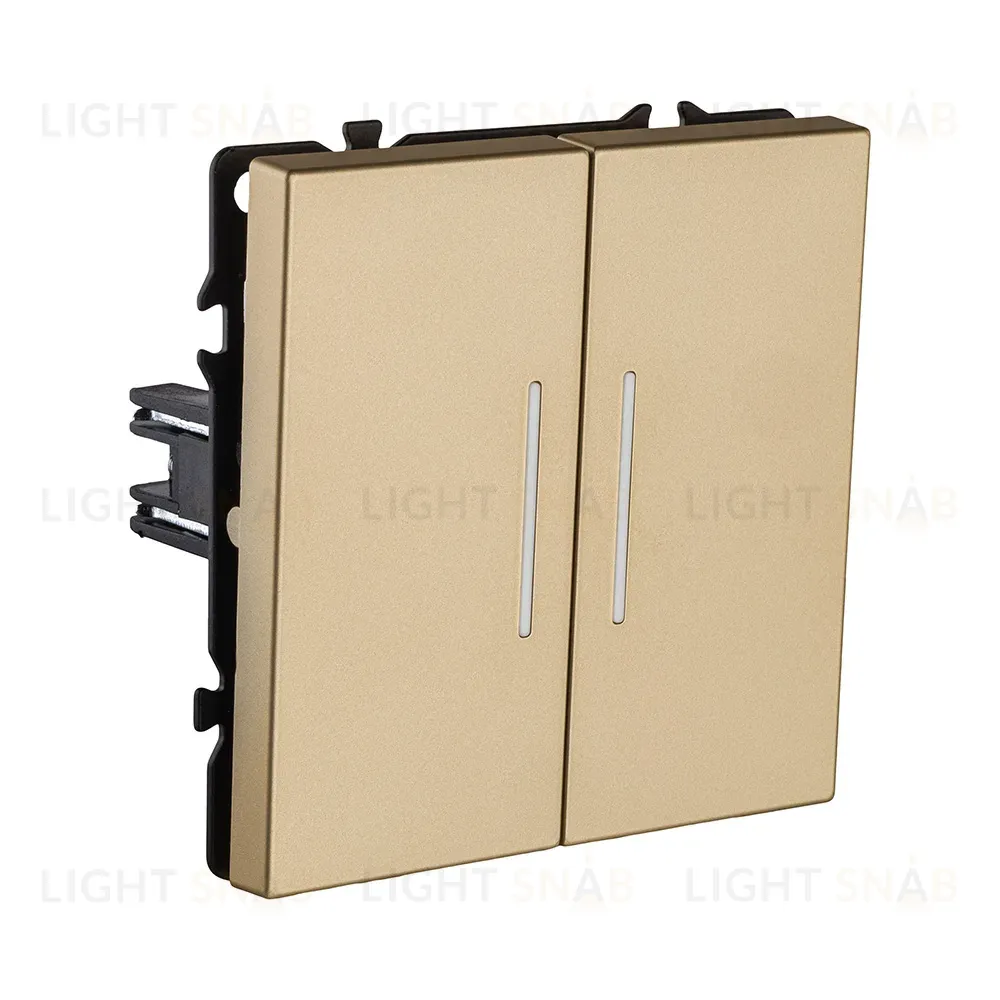 Выключатель 2-клавишный 10А/250В с LED подсветкой, золотой Kollinger Eclipse EC-010GD EC-010GD