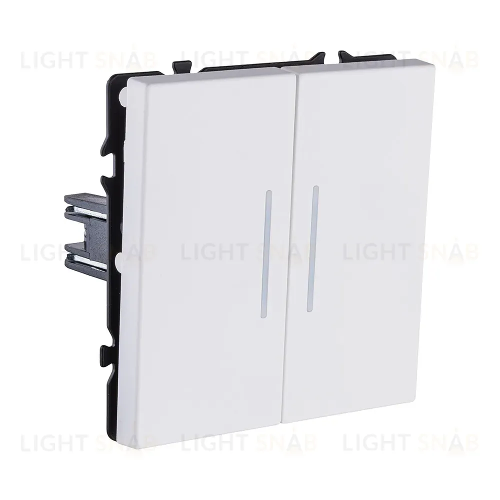 Выключатель 2-клавишный проходной 10А/250В с LED подсветкой, белый матовый Kollinger Eclipse EC-011WH EC-011WH