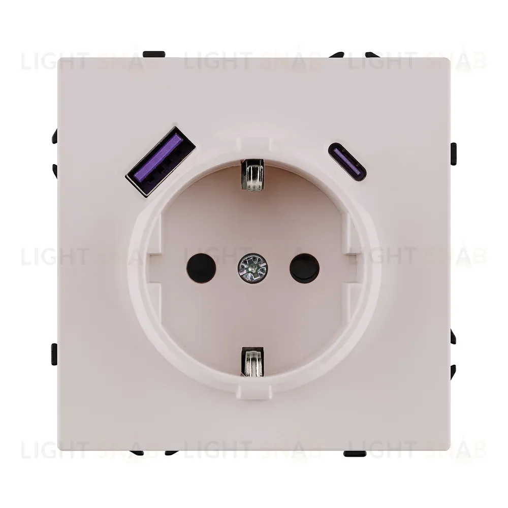 Розетка штепсельная SCHUKO 16A/250 В с USB A+C 20W, кашемир матовый Kollinger Eclipse EC-016CM EC-016CM