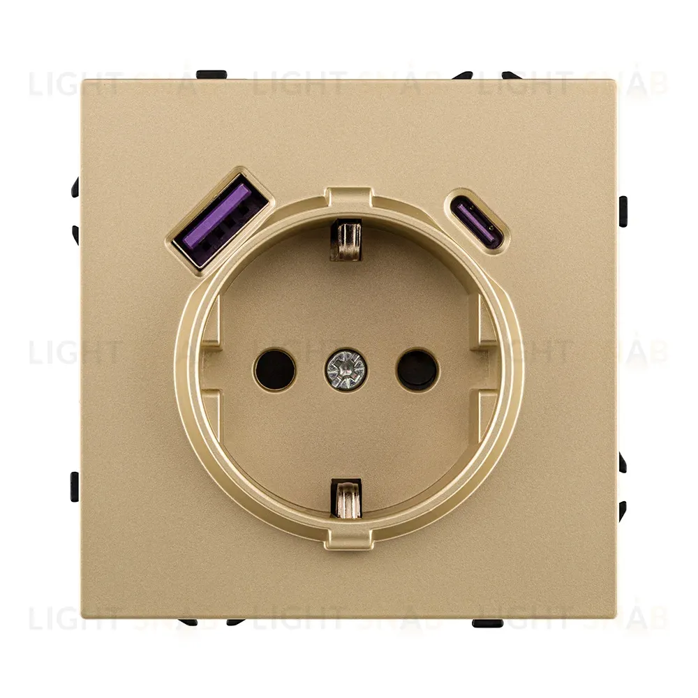 Розетка штепсельная SCHUKO 16A/250 В с USB A+C 20W, золотой Kollinger Eclipse EC-016GD EC-016GD