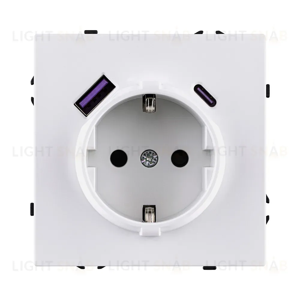 Розетка штепсельная SCHUKO 16A/250 В с USB A+C 20W, белый глянцевый Kollinger Eclipse EC-016WG EC-016WG
