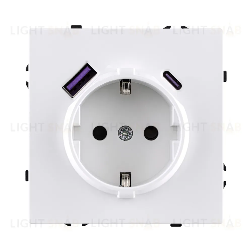 Розетка штепсельная SCHUKO 16A/250 В с USB A+C 20W, белый матовый Kollinger Eclipse EC-016WH EC-016WH