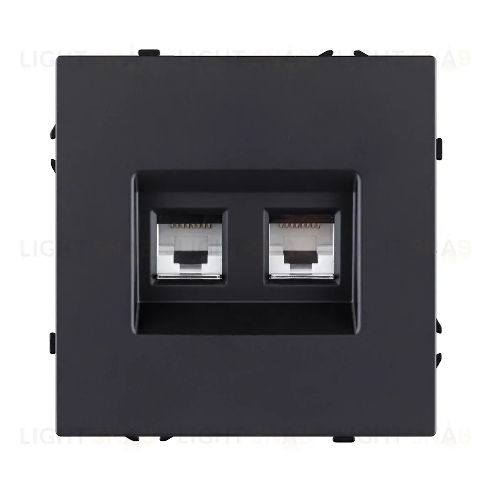 Розетка двойная Ethernet RJ45 Cat.6, черный матовый Kollinger Eclipse EC-018BK EC-018BK