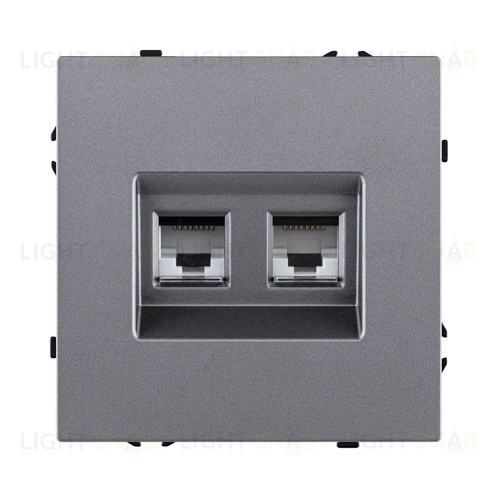 Розетка двойная Ethernet RJ45 Cat.6, серый Kollinger Eclipse EC-018GY EC-018GY