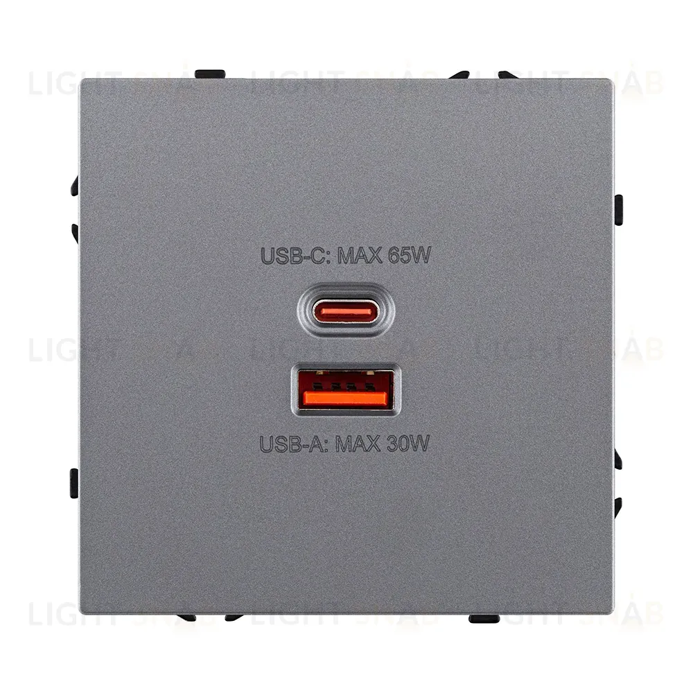 Розетка USB A+C 65W, серый Kollinger Eclipse EC-024GY EC-024GY