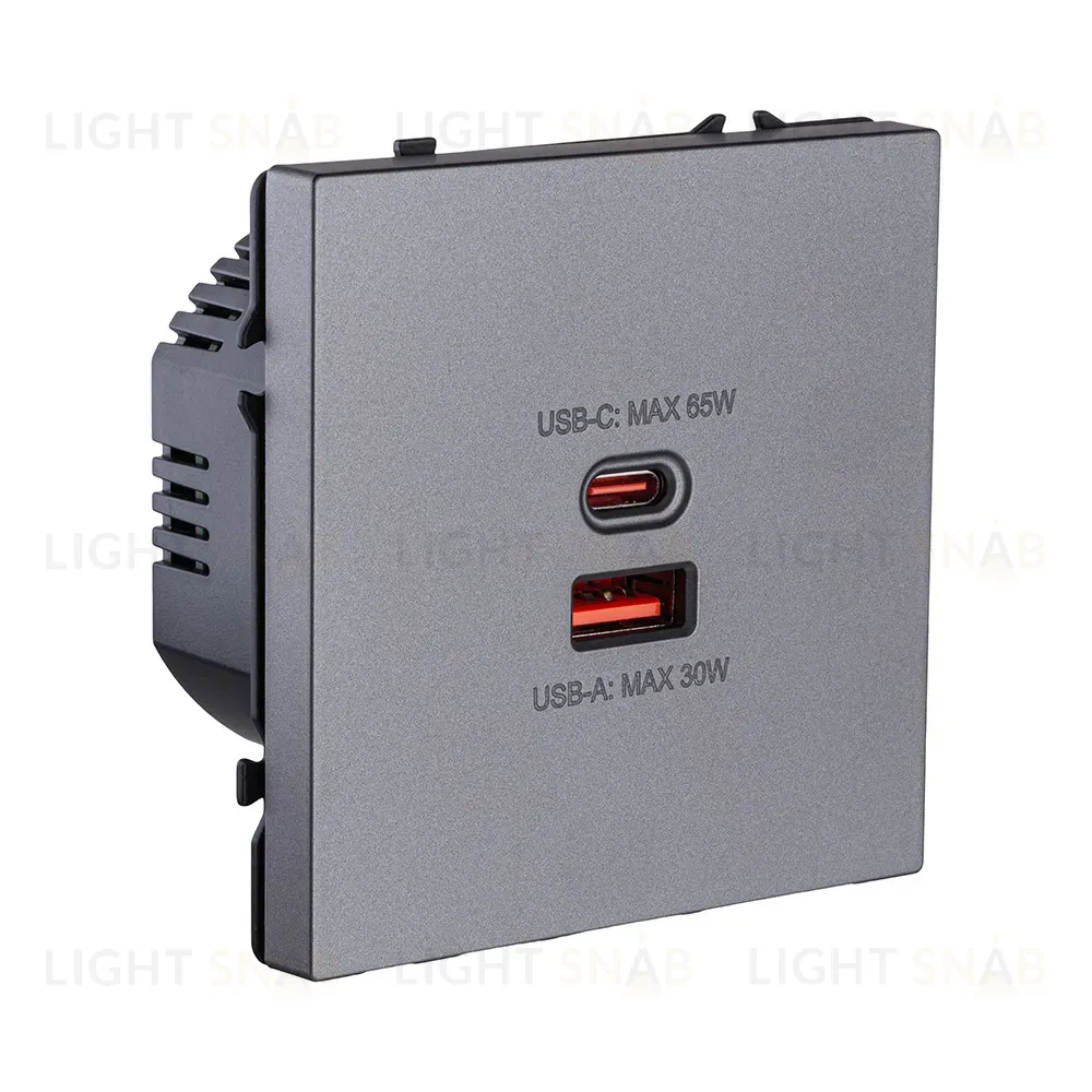 Розетка USB A+C 65W, серый Kollinger Eclipse EC-024GY EC-024GY