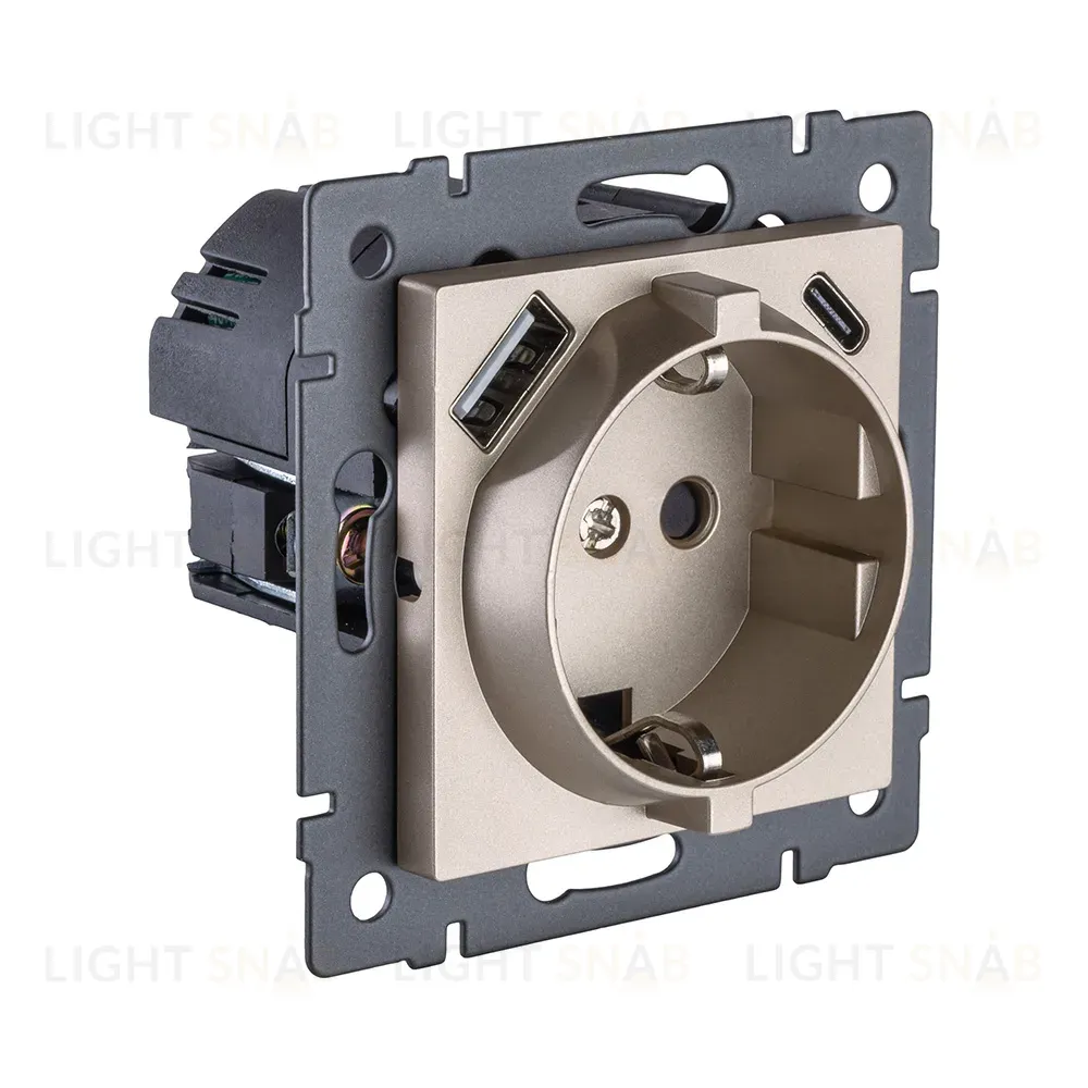Розетка штепсельная SCHUKO 16A/250 В с USB A+C 20W, золотой Kollinger REA-004GD для Aspekt, Eleganz, Reflex REA-004GD