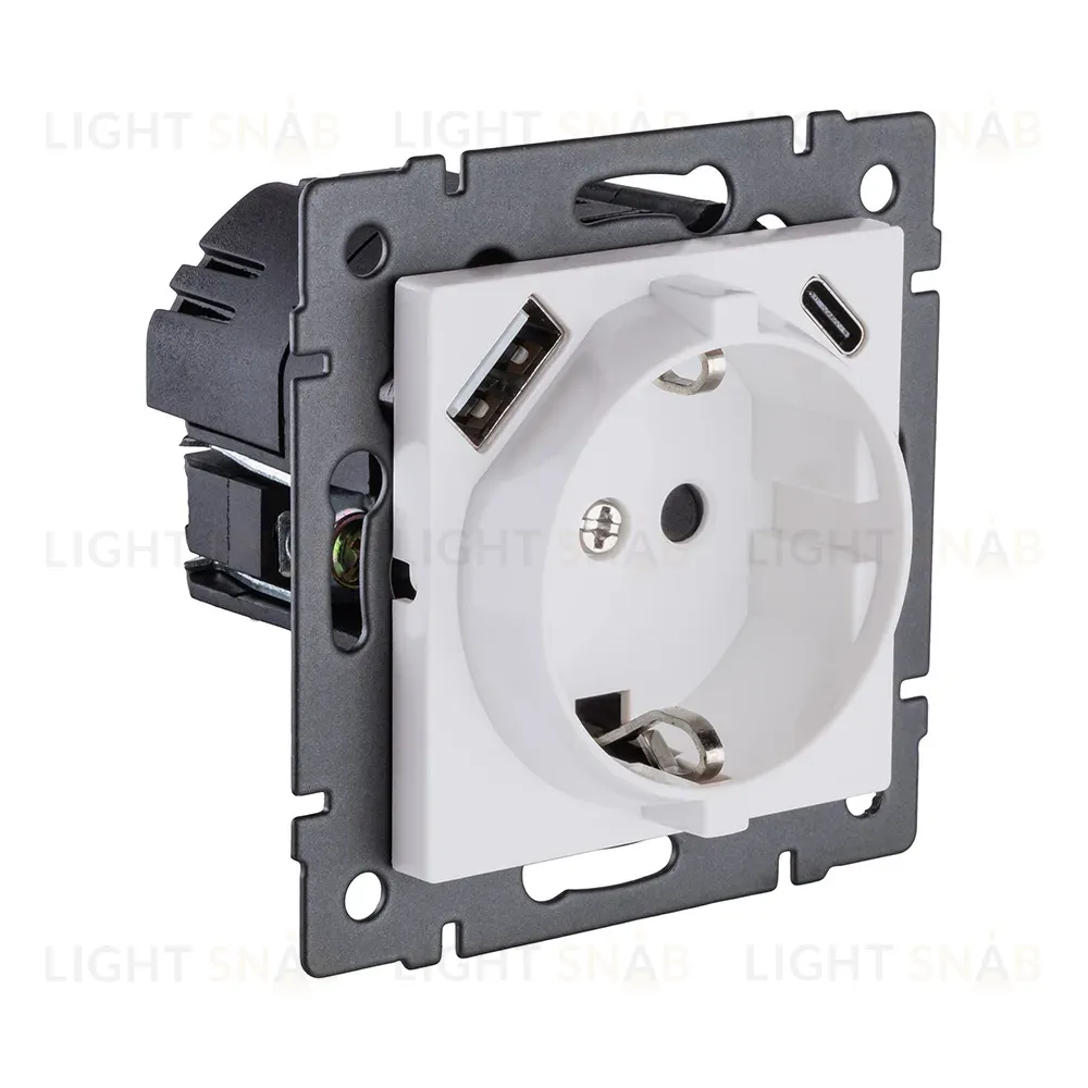 Розетка штепсельная SCHUKO 16A/250 В с USB A+C 20W, белый матовый Kollinger REA-004WM для Aspekt, Eleganz, Reflex REA-004WM