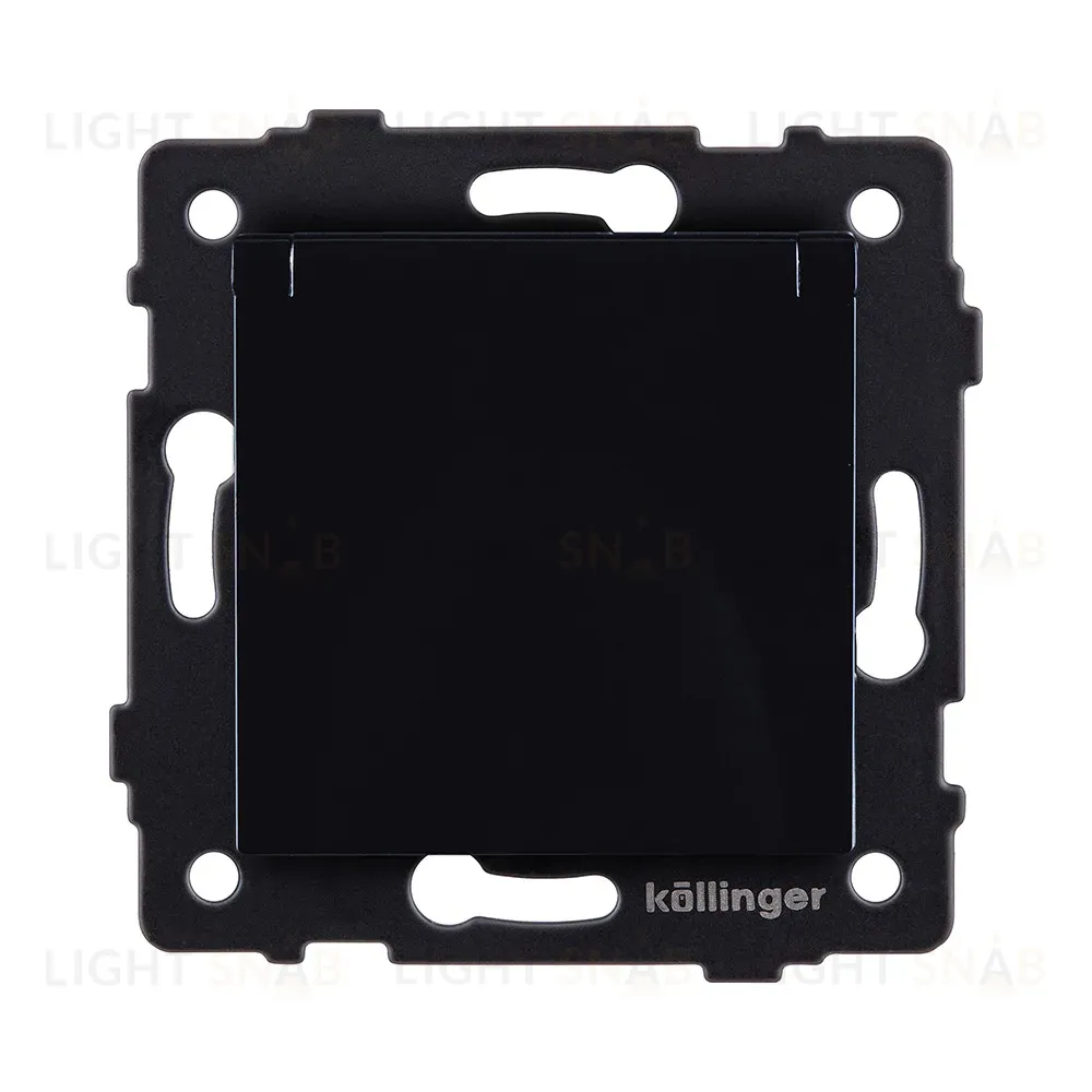 Розетка штепсельная SCHUKO 16A/250 В с крышкой, черный Kollinger REA-006BK для Aspekt, Eleganz, Reflex REA-006BK