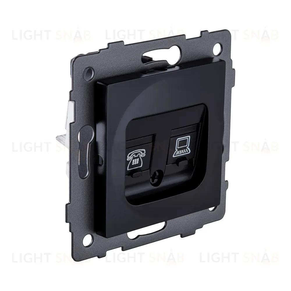 Розетка двойная RJ11 + RJ45 Cat.6, черный Kollinger REA-011BK для Aspekt, Eleganz, Reflex REA-011BK