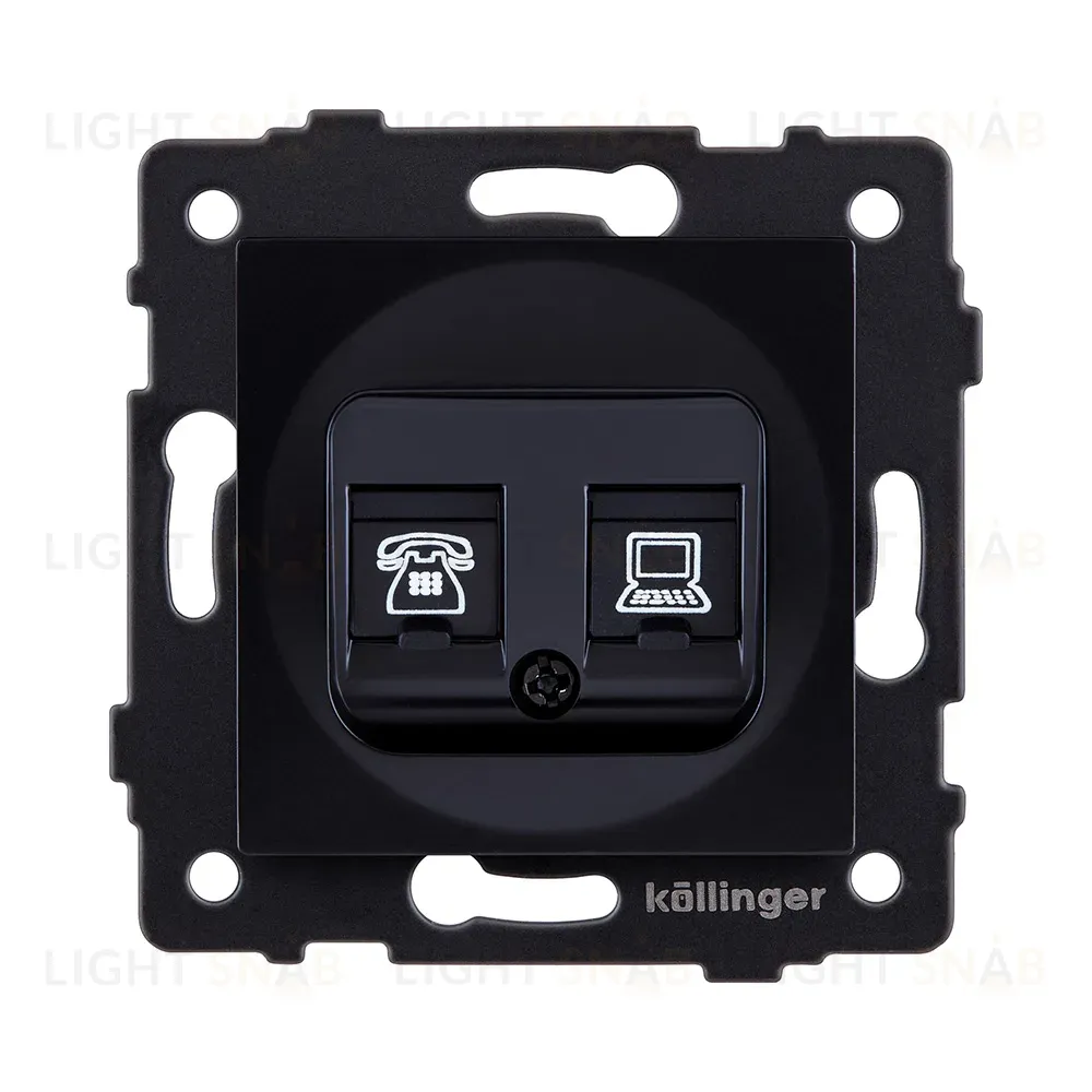 Розетка двойная RJ11 + RJ45 Cat.6, черный Kollinger REA-011BK для Aspekt, Eleganz, Reflex REA-011BK