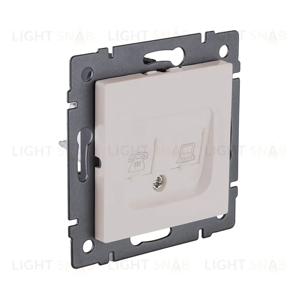 Розетка двойная RJ11 + RJ45 Cat.6, кашемир матовый Kollinger REA-011CM для Aspekt, Eleganz, Reflex REA-011CM