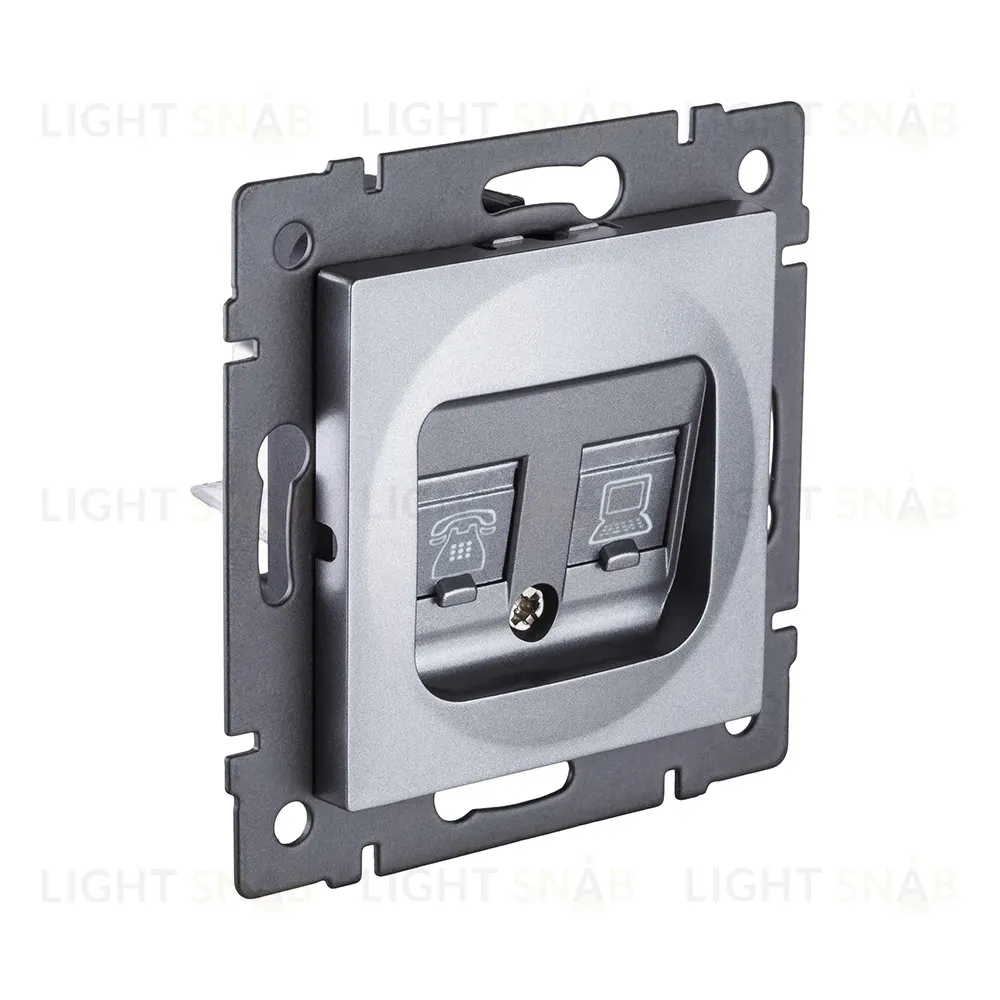 Розетка двойная RJ11 + RJ45 Cat.6, серый Kollinger REA-011GY для Aspekt, Eleganz, Reflex REA-011GY
