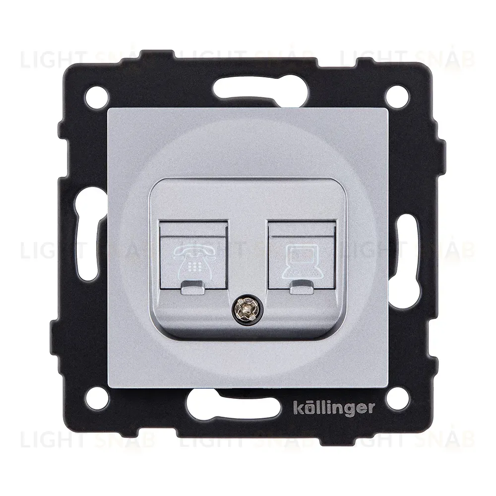 Розетка двойная RJ11 + RJ45 Cat.6, серый Kollinger REA-011GY для Aspekt, Eleganz, Reflex REA-011GY