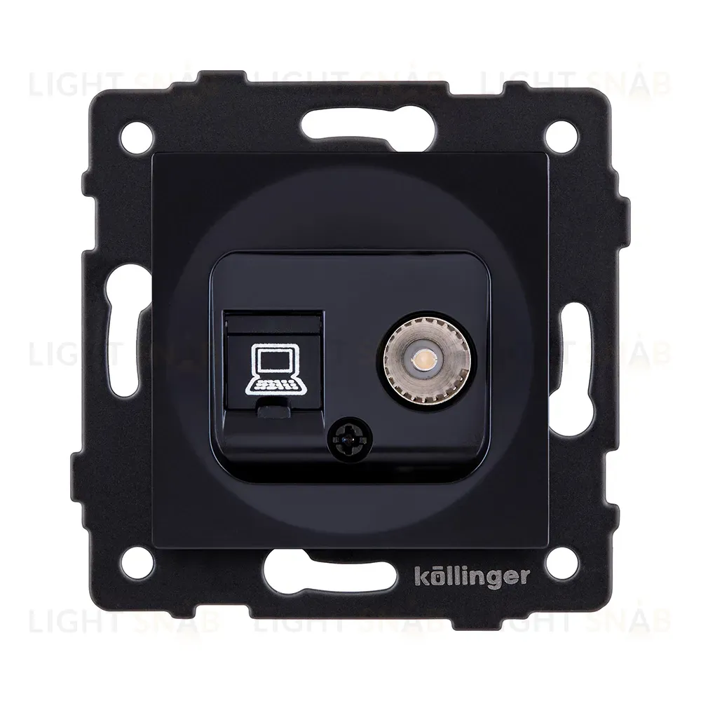 Розетка двойная TV (мама) + RJ45 Cat.6, черный Kollinger REA-012BK для Aspekt, Eleganz, Reflex REA-012BK