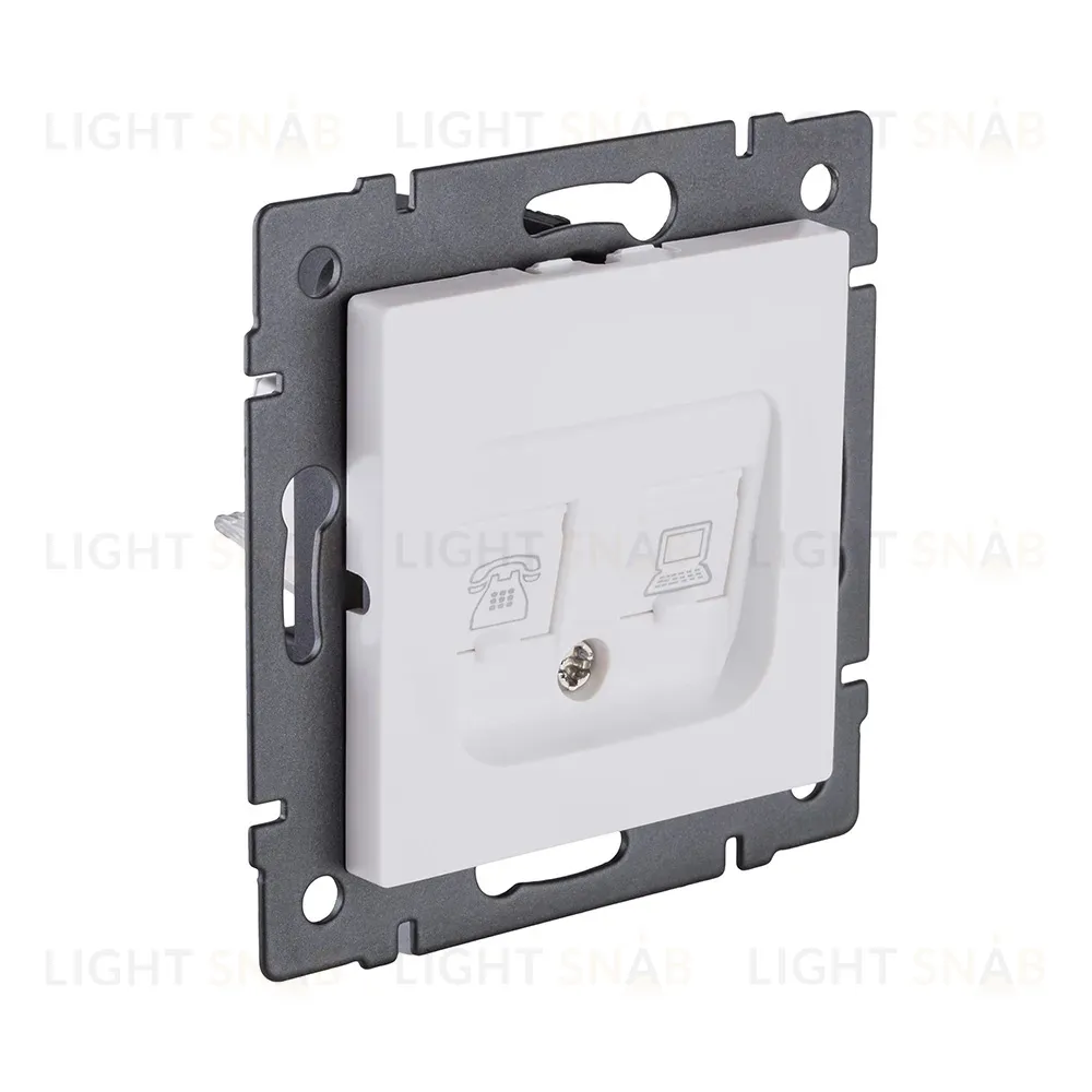 Розетка двойная RJ11 + RJ45 Cat.6, белый матовый Kollinger REA-011WM для Aspekt, Eleganz, Reflex REA-011WM