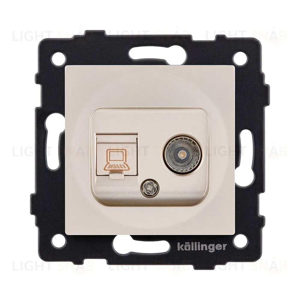 Розетка двойная TV (мама) + RJ45 Cat.6, золотой Kollinger REA-012GD для Aspekt, Eleganz, Reflex REA-012GD
