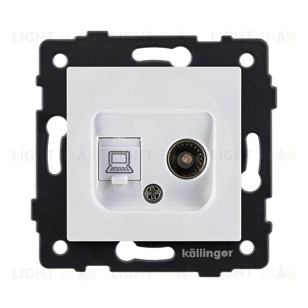 Розетка двойная TV (мама) + RJ45 Cat.6, белый Kollinger REA-012WH для Aspekt, Eleganz, Reflex REA-012WH