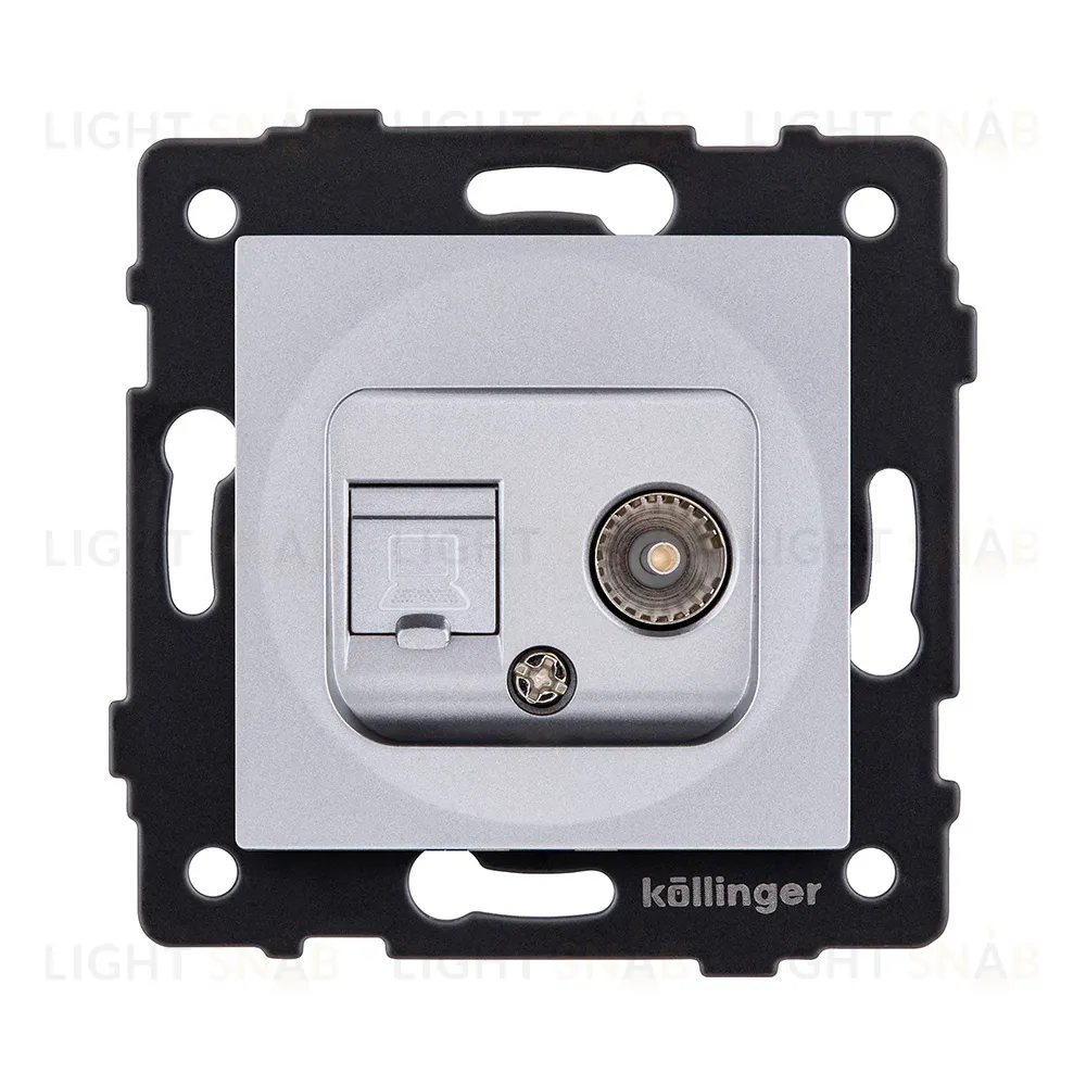 Розетка двойная TV (мама) + RJ45 Cat.6, серый Kollinger REA-012GY для Aspekt, Eleganz, Reflex REA-012GY