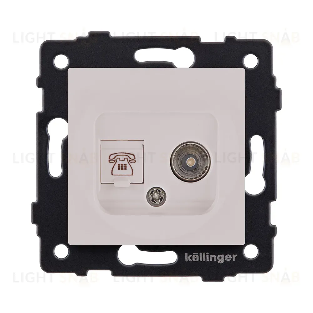 Розетка двойная TV (мама) + телефонная розетка RJ11, кашемир матовый Kollinger REA-013CM для Aspekt, Eleganz, Reflex REA-013CM