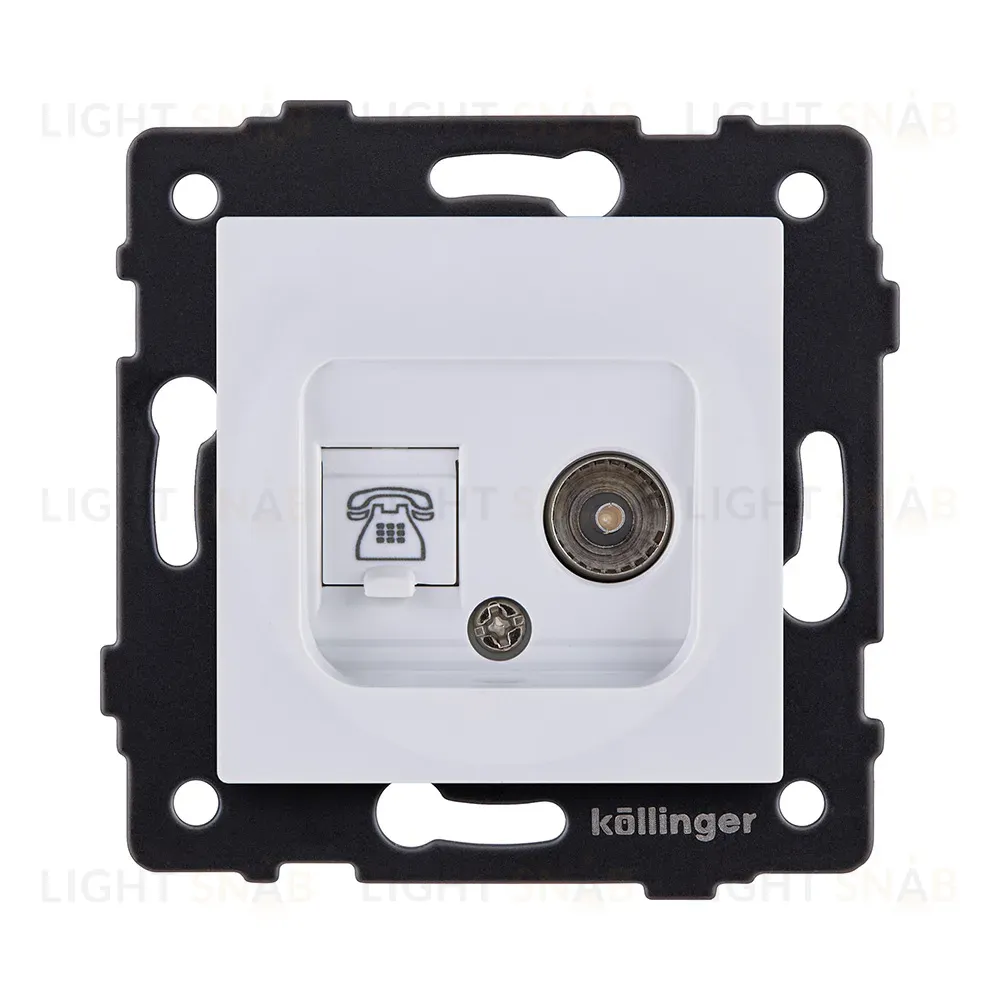 Розетка двойная TV (мама) + телефонная розетка RJ11, белый Kollinger REA-013WH для Aspekt, Eleganz, Reflex REA-013WH