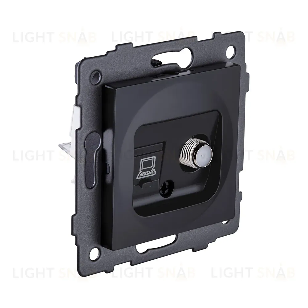 Розетка двойная спутниковая SAT + RJ45 Cat.6, черный матовый Kollinger REA-014BM для Aspekt, Eleganz, Reflex REA-014BM