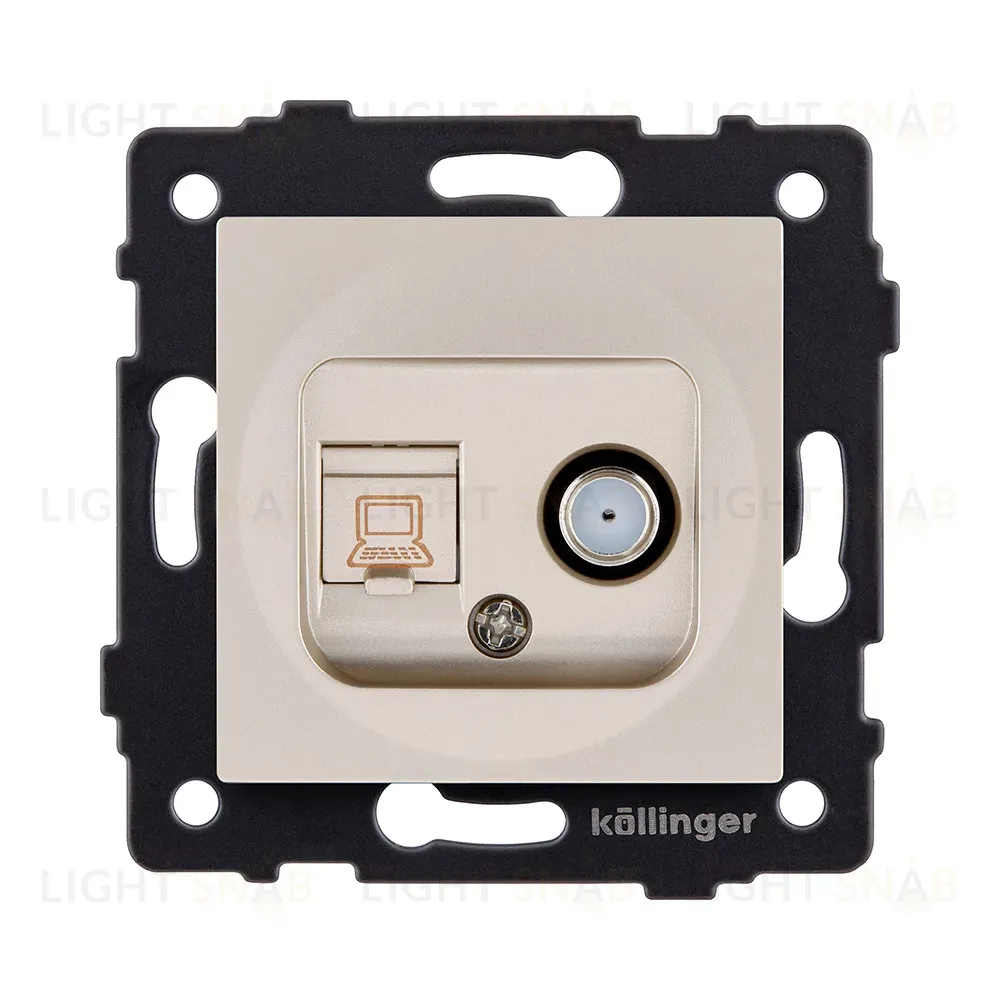 Розетка двойная спутниковая SAT + RJ45 Cat.6, золотой Kollinger REA-014GD для Aspekt, Eleganz, Reflex REA-014GD