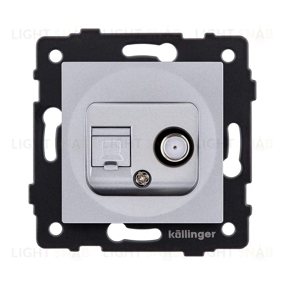 Розетка двойная спутниковая SAT + RJ45 Cat.6, серый Kollinger REA-014GY для Aspekt, Eleganz, Reflex REA-014GY