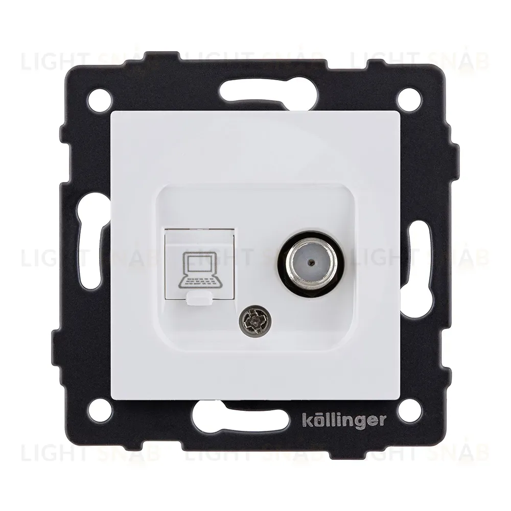 Розетка двойная спутниковая SAT + RJ45 Cat.6, белый матовый Kollinger REA-014WM для Aspekt, Eleganz, Reflex REA-014WM