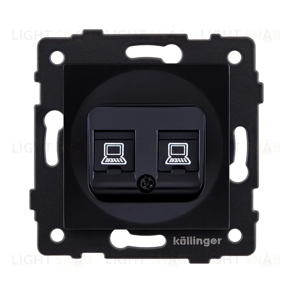 Розетка двойная Ethernet RJ45 Cat.5, черный Kollinger REA-015BK для Aspekt, Eleganz, Reflex REA-015BK